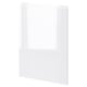White high gloss kitchen cabinet door, fiberboard with plastic foil, rectangle shape, sleek modern design.