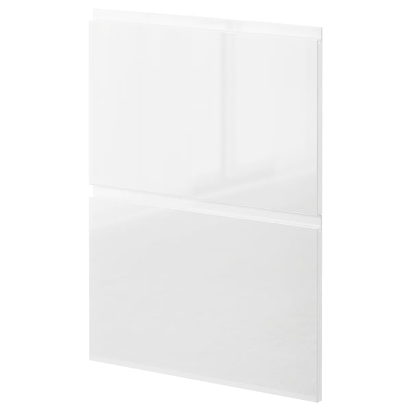 White glossy kitchen cabinet, modern and sleek, made of fibreboard and melamine foil, part of METOD system.