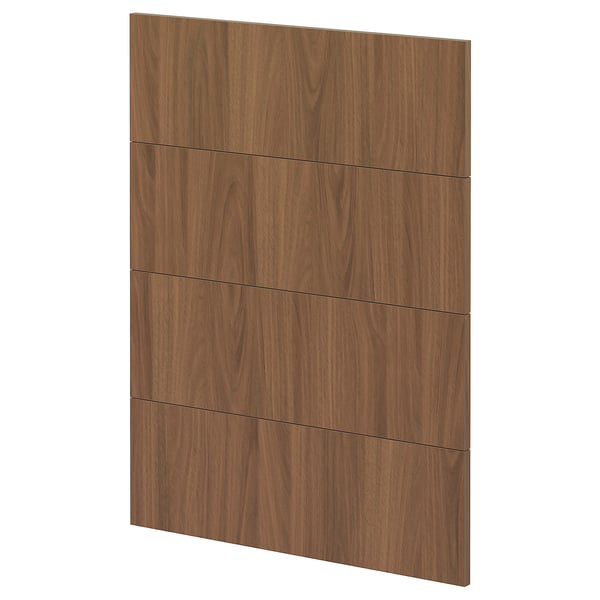 METOD walnut kitchen cabinet front. Smooth, rectangular wooden panel with 4 horizontal lines.