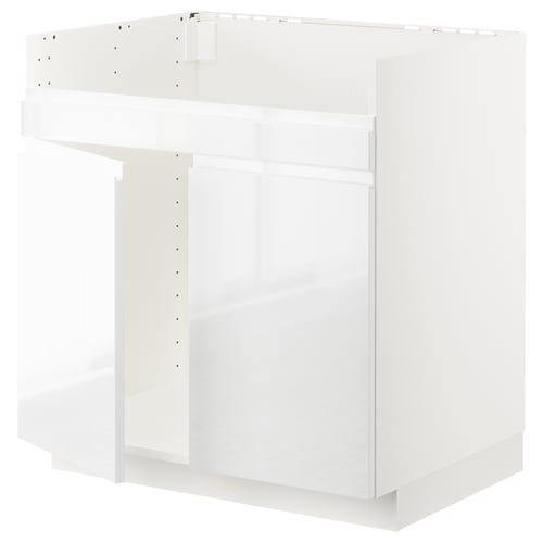 White METOD kitchen cabinet, modern design, high gloss finish.