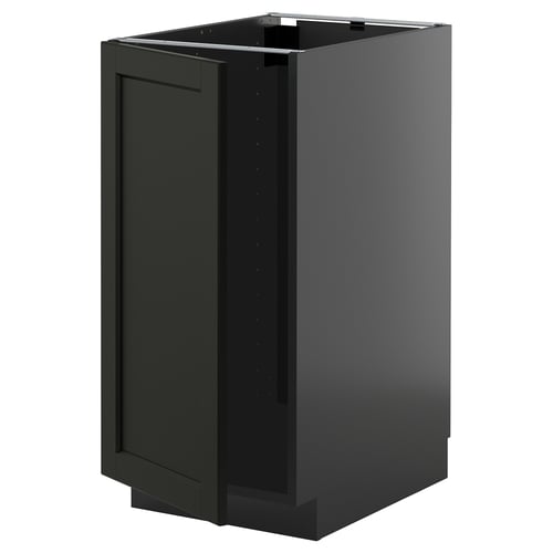 METOD black kitchen cabinet, rectangular, ash wood, modern traditional design.