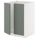 METOD kitchen unit in grey-green with white frame, rectangular, modern design.
