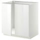 Displays a white METOD kitchen cabinet base, square-shaped, with a smooth, high-gloss finish, designed for built-in appliances.