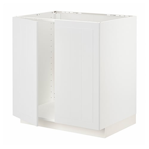 White METOD kitchen base cabinet, square, simple design.