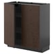 Modern kitchen cabinet, METOD, dark brown wood, gray frame, 2 doors, adjustable shelves.