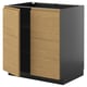 METOD kitchen cabinet with oak-front, dark gray top, and two open wooden doors, modern minimalist.