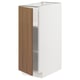 White METOD cabinet with walnut door, modern, rectangular, adjustable shelves.