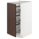 METOD kitchen cabinet with wire shelves, dark brown wood front.