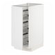 White METOD cabinet, square shape with multiple wire shelves for pots and pans, sleek and modern design.