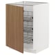 Modern white kitchen cabinet with walnut door, 3 wire shelves, left or right hinge.