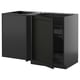 METOD kitchen unit in black with open door, corner pull-out shelf, dark grey.