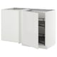 A white METOD kitchen corner cabinet with a modern design and pull-out shelf for easy access.