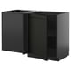 METOD kitchen units in black with beveled edges, glossy finish, square shape, modern design.