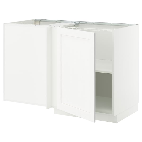 White METOD kitchen cabinet set, rectangular, clean design with open shelf.