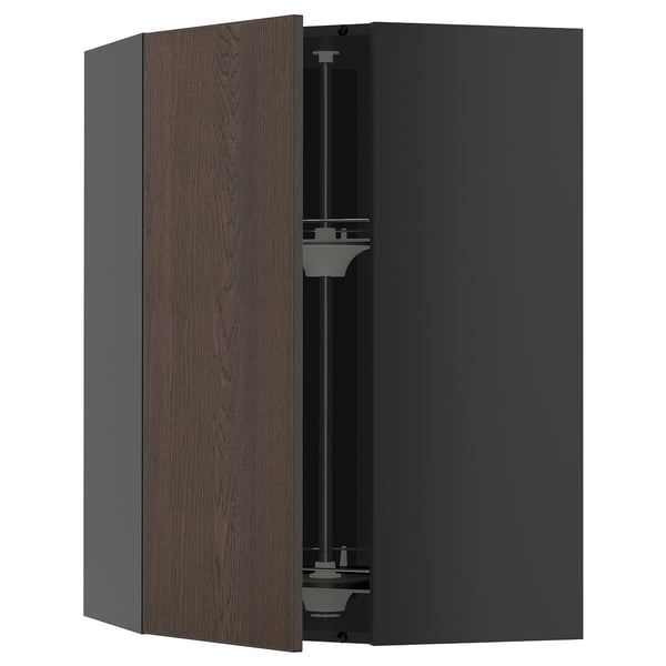 METOD kitchen unit, dark brown, wooden, c-shaped, modern design, with adjustable shelf.