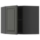 Dark gray kitchen cabinet with adjustable shelf, modern design.