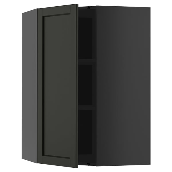 Black stained ash METOD kitchen cabinet with adjustable shelf.