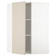 METOD white kitchen corner cabinet with beige door, three shelves.