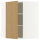 METOD corner cabinet with adjustable shelves, white and oak effect veneer, rectangular, minimalist design.