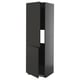 Black modern kitchen cabinet, tall and narrow, with sleek matt black doors. Adjustable shelves and sturdy construction.