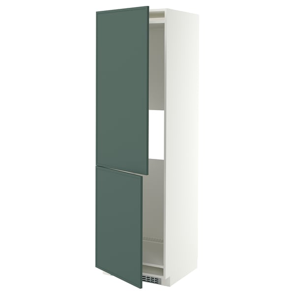 METOD Hi cab f fridge or freezer w 2 drs, white/Aspudden dark grey-green, 60x60x200 cm