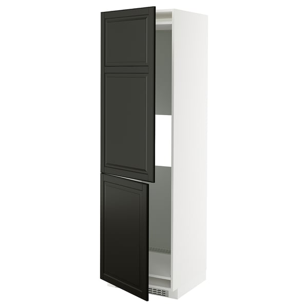 METOD kitchen cabinet in black with beveled edges, white frame, adjustable shelf.
