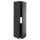 Black, tall kitchen cabinet with two doors, modern design by IKEA.