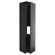 Black METOD tall kitchen cabinet with three shelves, sleek design, glossy finish.