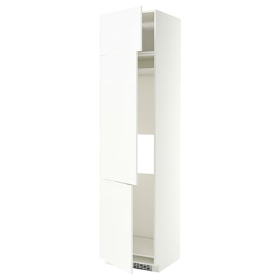 METOD High cab f fridge/freezer w 3 doors, white/Aspudden matt white, 60x60x240 cm