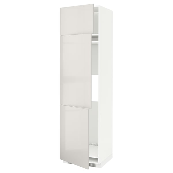White high gloss METOD kitchen cabinet with adjustable shelves.