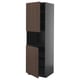 METOD kitchen cabinet, dark brown sinarp wood, tall and slim design with two shelves, adjustable shelving.