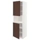 Modern METOD kitchen cabinet, white with dark brown wood doors.