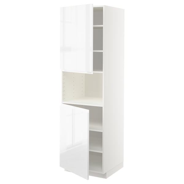 White high gloss METOD kitchen cabinet with adjustable shelves and doors.