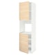 METOD white kitchen cabinet with light ash doors, three shelves, natural wood finish.