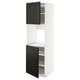 Black and white kitchen cabinet with shelves.