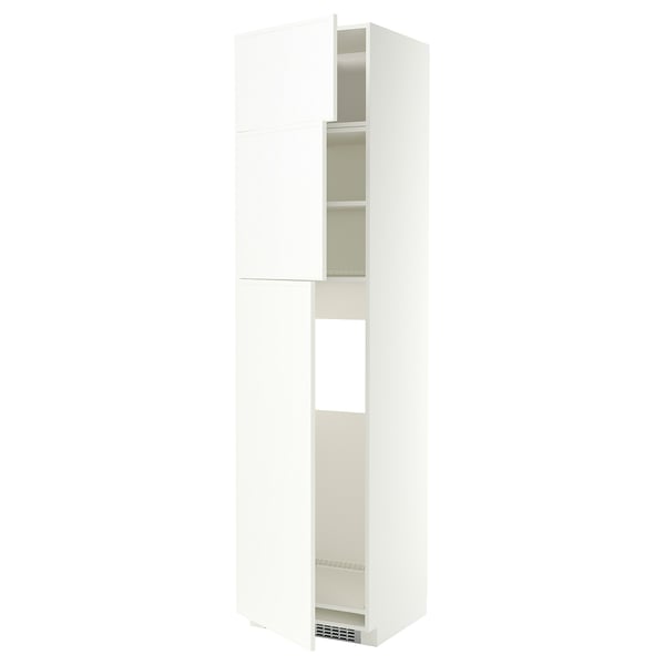 METOD High cab for fridge with 3 doors, white/Aspudden matt white, 60x60x240 cm
