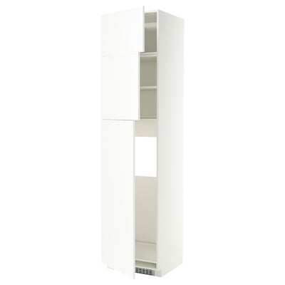 METOD High cab for fridge with 3 doors, white/Aspudden matt white, 60x60x240 cm