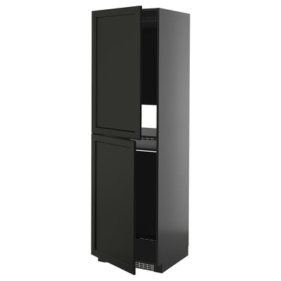 Black kitchen cabinet with two doors, sleek modern design, part of the METOD system.