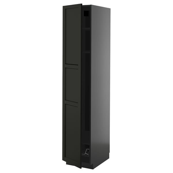 METOD tall kitchen cupboard in black with adjustable shelf.