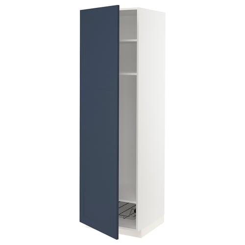 METOD kitchen unit, blue door, white cabinet, adjustable shelves.
