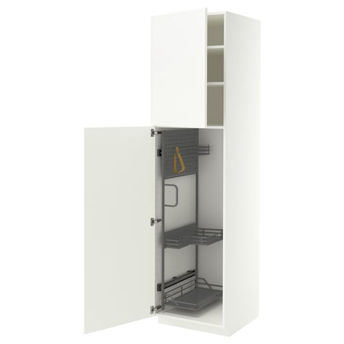 METOD High cabinet with cleaning interior, white/Aspudden matt white, 60x60x220 cm