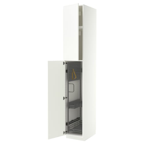 METOD High cabinet with cleaning interior, white/Aspudden matt white, 40x60x240 cm