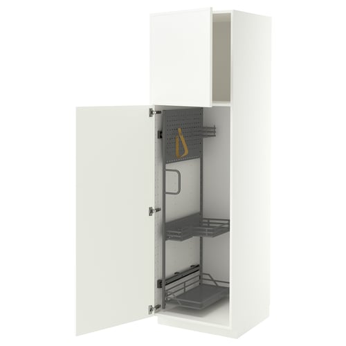 METOD High cabinet with cleaning interior, white/Aspudden matt white, 60x60x200 cm