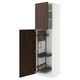 METOD white cabinet, dark wood sinarp doors, pull-outs, rectangular, modern design.