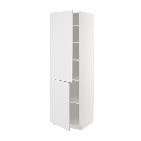 White METOD tall cabinet, modern kitchen storage with adjustable shelves.