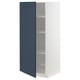 Ikea METOD cabinet, white-blue, single door open, adjustable shelves.