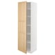 METOD kitchen cabinet, white, oak doors, tall, square shelves, modern design.