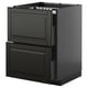 METOD kitchen unit in black with two drawers and a cabinet, sleek modern design.