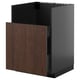METOD kitchen unit: dark brown sinarp wood front, black frame, square shape, modern design.