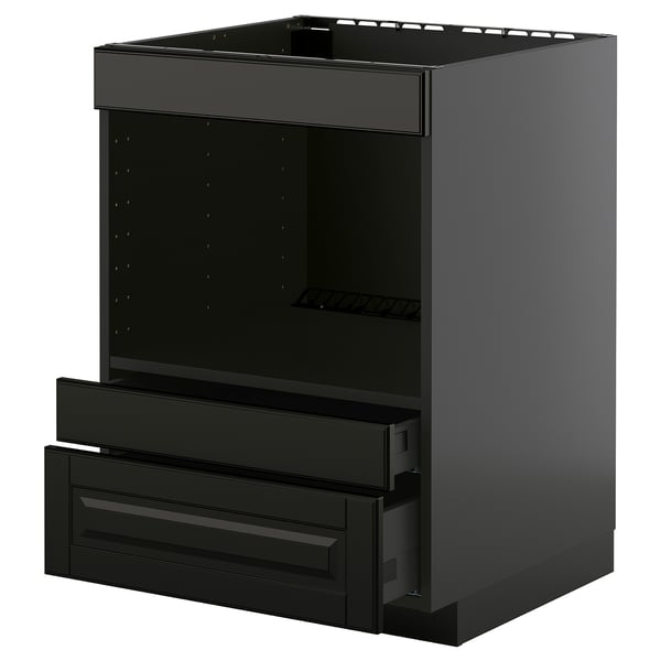 METOD / KNIVSHULT Base cabinet f built-in appliances, black-grey/Bodbyn black, 60x60 cm